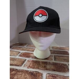 Pokemon Black Baseball Hat Cap Snapback Pokeball Brim Youth Kids Adjustable OSFM